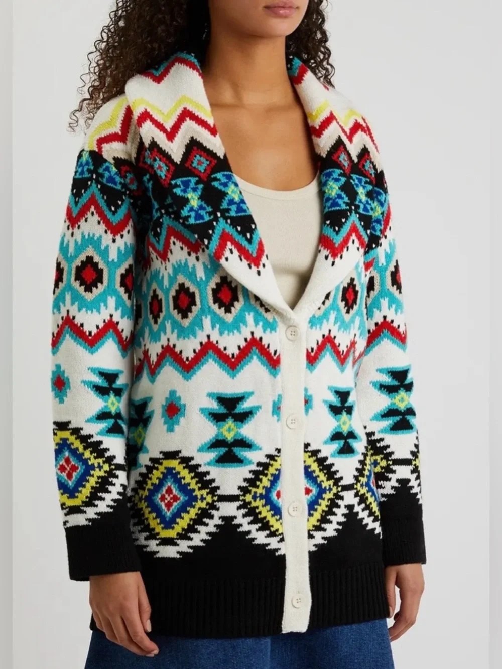Alice + Olivia Jenn Fair Isle Cardigan Size XS